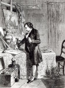 Daguerre odkrywa światłoczułość jodku srebra w 1831 r. autorstwa French School
