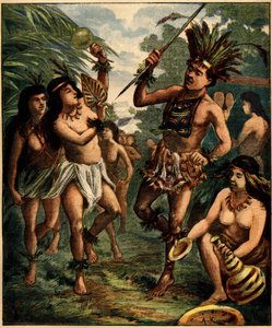 Taniec Indian Roucouyan na Karaibach. Grawer w „La Terre Illustree” nr 77 z 21 kwietnia 1892 r. autorstwa French School