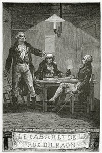 Danton, Marat, Robespierre - ilustracja z Quatre Vingt Treize, XIX w. (grawerunek bw) autorstwa French School