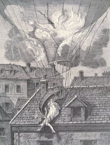 Śmierć Madame Blanchard w wypadku lotniczym w 1819 r. autorstwa French School