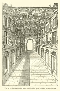 Dekoracja mostu Notre-Dame, na wejście Karola IX autorstwa French School