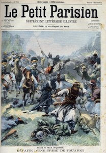 Pokonał plemię Tuaregów przeciwko Francuzom w południowej Algierii, w „Le petit Parisien”” autorstwa French School