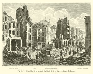 Rozbiórka rue de la Barillerie i place du Palais-de-Justice autorstwa French School
