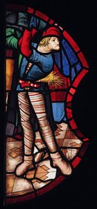 Przedstawianie oprawcy; pierwotnie z St Chapelle, gdzie został wprowadzony w ok. 1500; to dobry przykład weneckiego szkła autorstwa French School