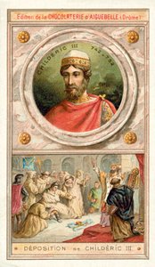 Osadzanie Childeryka III, 752 (chromolitho) autorstwa French School