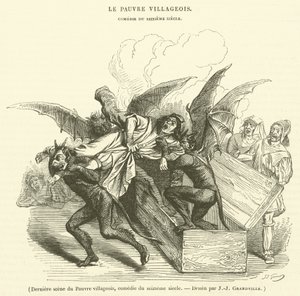 Ostatnia scena Biedny wieśniak, komedia z XVI wieku (rycina) autorstwa French School