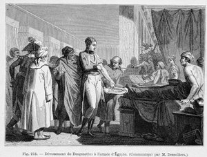 Oddanie Desgenettes armii Egiptu (oddanie krwi) - grawer autorstwa French School