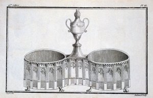 Projekt autorstwa Pugina, z księgi wzorców neoklasycznych projektów metaloplastyki zebranych przez Duhamela, ok. 1770-80 autorstwa French School