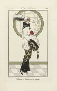 Projekt zespołu łasiczek i polek, z Costumes Parisien, wyd. 1913 (druk pochoir) autorstwa French School