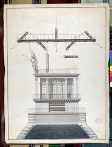 Projekt stacji telegraficznej Chappe dla jednej z kopuł Luwru, Paryż, początek XIX w. (pióro i atrament oraz toaleta na papierze) autorstwa French School