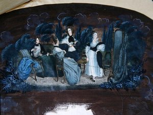 Projekt do dekoracji wachlarza przedstawiający herbatkę (gwasz na papierze) autorstwa French School