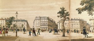 Fragment panoramy Boulevard des Italiens, c.1840 (kolor lito) autorstwa French School