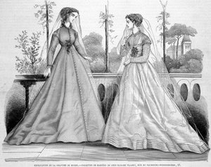 Dwie toalety ślubne od Madame Fladry - w „”La Mode illustrée””” z 29.09.1867. autorstwa French School