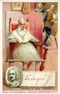 Diego Velasquez, hiszpański malarz i portret papieża Innocentego X (chromolitho) autorstwa French School