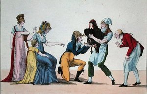 Dindonnade lub Rywal szczepionki, ok. 1800 (kolorowy grawerunek) autorstwa French School