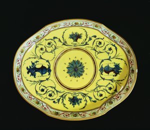 Naczynie z żółtym tłem, Warsztat Sevres (porcelana) autorstwa French School