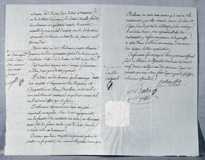 Oświadczenie rozwodowe cesarza Napoleona Bonaparte (1769-1821) i cesarzowej Józefiny (1763-1814) 9 stycznia 1810 autorstwa French School