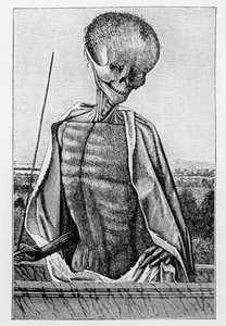 Doktor Śmierć, z Godzinki, ilustracja z Nauki i literatury w średniowieczu i renesansie, napisana i rytowana przez Paula Lacroix, 1878 autorstwa French School