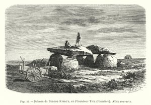 Dolmen of Pennou Kreach, w Plouneour Trez, Finistere, kryty chodnik (grawerowanie) autorstwa French School