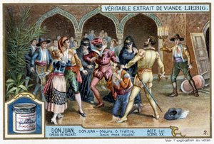 Don Juan: Akt I, Scena XX, Don Juan na balu maskowym - chromo Liebig autorstwa French School