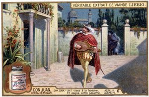 Don Juan w Trubadurze: Akt II sc. IV opery Mozarta „Don Giovanni”” Liebig Chromolithography, t. 1900 autorstwa French School