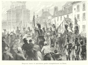 Flagi rosyjskie i austriackie niosą triumfalnie do Senatu (grawerowanie) autorstwa French School