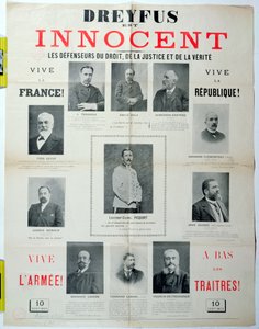 Dreyfus est Innocent, plakat z portretami jego obrońców, koniec XIX w.