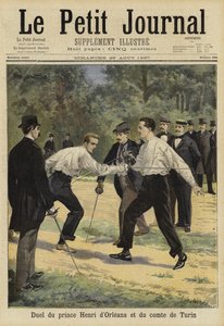 Pojedynek księcia Henryka Orleańskiego z hrabią Turynu, Vaucresson, Francja, 1897 autorstwa French School