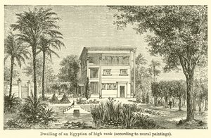 Mieszkanie wysokiej rangi Egipcjanina, według malowideł ściennych (rycina) autorstwa French School