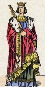 Dynastia Kapetów: Portret Ludwika X zwanego Hutin (1289-1316), króla Franków od 1314 do 1316. Obrazowanie epinal z końca XIX wieku. Prywatna kolekcja. autorstwa French School