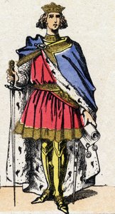 Dynastia Kapetów: Portret Filipa III zwanego Hardi (1245-1285), króla Franków od 1270 do 1285. Obraz epinal z końca XIX wieku. Prywatna kolekcja. autorstwa French School