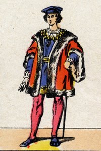 Dynastia Walezjuszów: Portret Karola VIII (1470-1498), króla Francji od 1483 do 1498. Obraz epinal z końca XIX wieku. Prywatna kolekcja. autorstwa French School