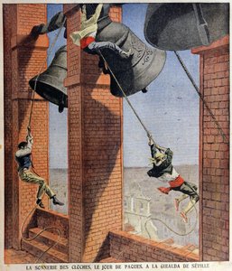 Dzwonek wielkanocny dzwoniący w Giraldzie w Sewilli, ilustracja na okładkę do Le Petit Journal, 19 kwietnia 1908 autorstwa French School