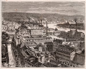 Elbeuf - Seine-Maritime - grawer w „La France illustrée: geography, history, statystyczna administracja” V.A. Malt-Brown. 1884 autorstwa French School
