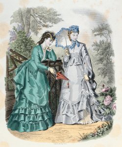 Eleganckie kobiety w ogrodzie, z La Mode Illustrée, 1871 autorstwa French School