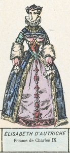 Elżbieta Austriacka, żona Karola IX (kolorowy grawerunek) autorstwa French School