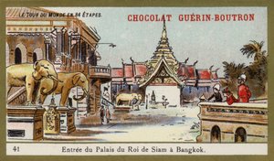 Wejście do pałacu króla Syjamu w Bangkoku (chromolitho) autorstwa French School