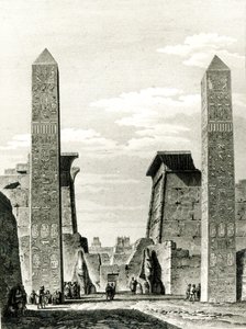 Wejście do Świątyni Luksorskiej, z Podróży w Dolnym i Górnym Egipcie przez Dominique Vivant Denon (1747-1825) 1802 autorstwa French School