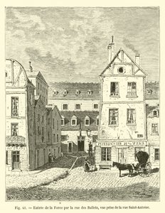 Wejście do La Force przez rue des Ballets, widok z rue Saint-Antoine autorstwa French School
