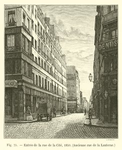 Wejście na rue de la Cite, 1850, Dawna rue de la Lanterne autorstwa French School