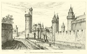 Wejście do Luwru Karola V, od rue dHosteriche, 1380 autorstwa French School
