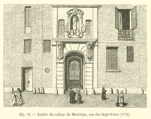 Wejście do kolegium Montaigu, rue des Sept-Voies, 1779 autorstwa French School