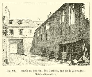Wejście do klasztoru Karmelitów, rue de la Montagne-Sainte-Genevieve autorstwa French School