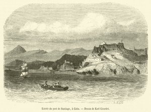 Entree du port de Santiago, na Kubę (grawerowanie) autorstwa French School