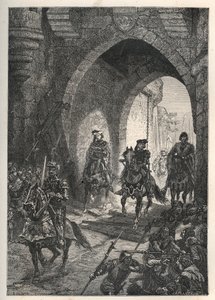 Wjazd Karola VI Umiłowanego (1368-1422), króla Francji, do Paryża po stłumieniu buntu Maillotinów, w 1382 - Król francuski Karol VI powraca do Paryża - Entree autorstwa Karola VI le Bien-Aime (1368 -1422), król Francji, w Paryżu po autorstwa French School