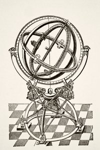 Równikowe pierścienie lub okręgi, według miedziorytu w książce Tychonis Brahe Astronomiae Instauratae Mechanica z 1602 r., Z Science and Literature in The Middle Ages autorstwa Paula Lacroix pub. Londyn 1878 autorstwa French School