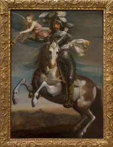 Portret konny Ludwika XIII (1601-1643). Malarstwo około 1630. Art francais XVII wiek. Musee des Beaux Arts de Rouen. autorstwa French School