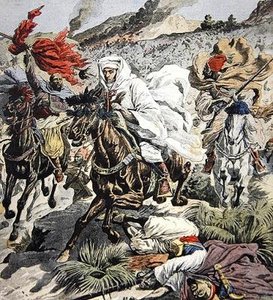 Ucieczka Sultana Abd Al-Aziza z Maroka, ilustracja na okładce z Le Petit Journal, 6 września 1908 autorstwa French School