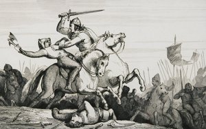 Eudes (860-98) w walce z Normanami, z „Histoire de France” Colarta, wydana ok. 1840 r. autorstwa French School
