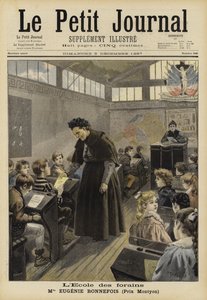 Eugenie Bonnefois, francuska nauczycielka, w swojej szkole dla dzieci pracowników jarmarku autorstwa French School